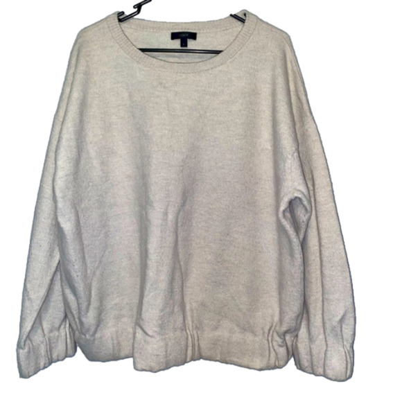 J. Crew Sweaters - J. Crew 100% Merino Wool Light Beige Sweater with Elastic Waist Size Large